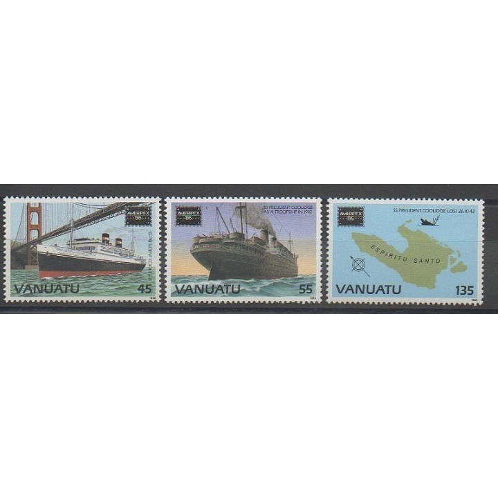 Timbres - Vanuatu - 1986 - No 740/742 - Bateaux