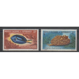Timbres - Nouvelle-Calédonie - Poste aérienne - 1965 - No PA77/PA78 - Poissons