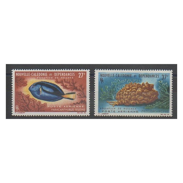 Stamps - New Caledonia - Airmail - 1965 - Nb PA77/PA78 - Fishes