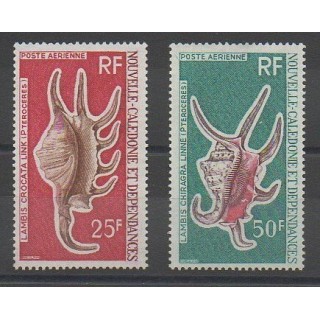 Stamps - New Caledonia - Airmail - 1972 - Nb PA129/PA130 - Shells
