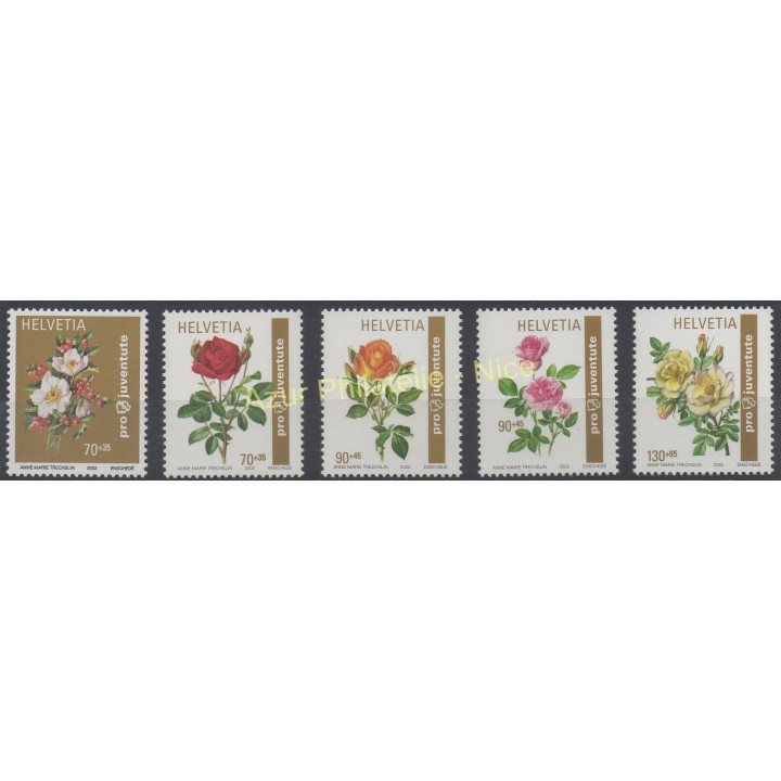 Timbres - Thème fleurs  - Suisse - 2002 - No 1734/1738
