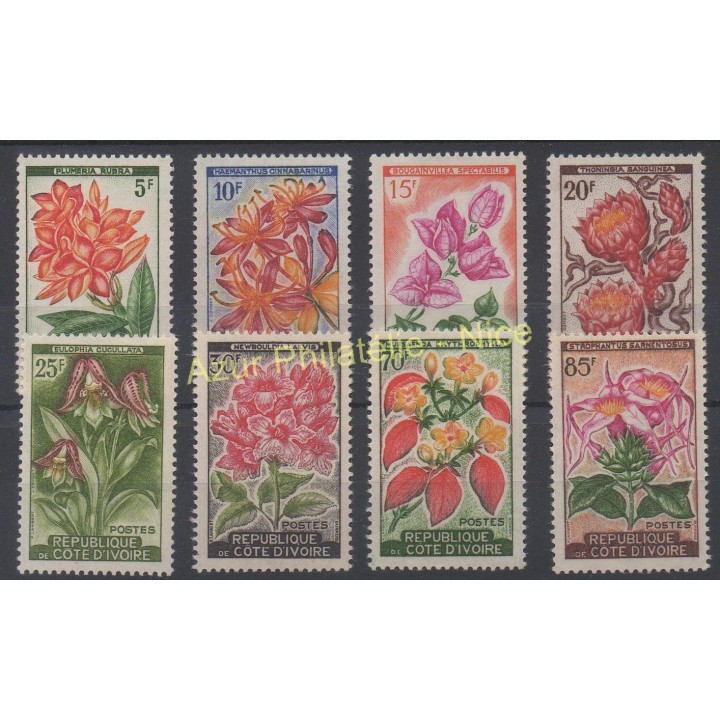 Timbres - Thème fleurs  - Côte dIvoire - 1961 - No 192A/ 198