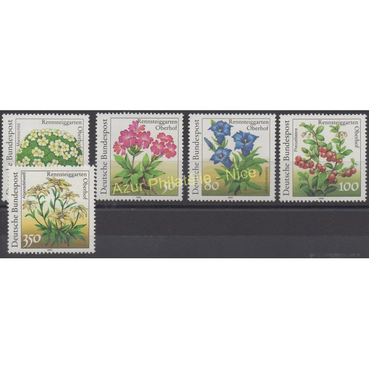Timbres - Thème fleurs  - Allemagne réunifiée - 1991 - No 1337/1341