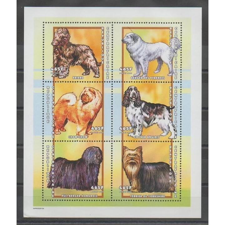Stamps - Central African Republic - 2001 - Nb 1769/1774 - Dogs