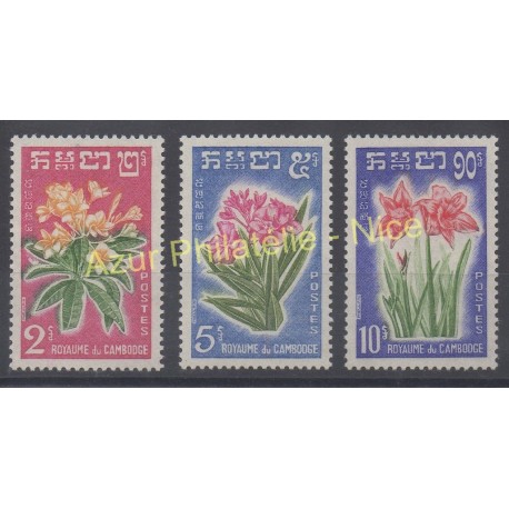Stamps - Theme flowers - Cambodia - 1961 - Nb 104/106