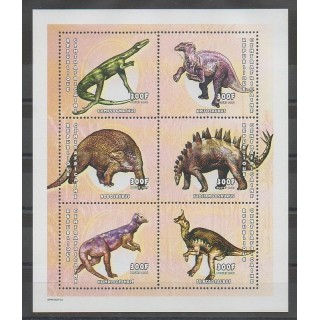 Timbres - Centrafricaine (République) - 2001 - No 1727/1732 - animaux préhistoriques