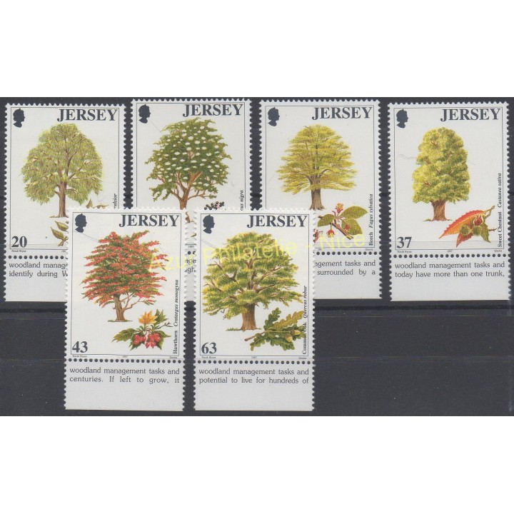 Timbres - Thème arbres - Jersey - 1997 - No 793/798