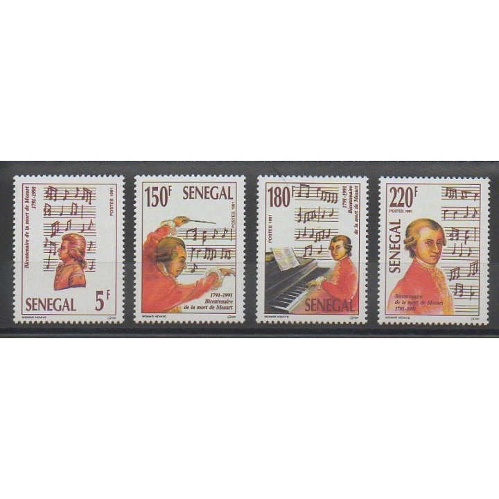 Timbres - Sénégal - 1991 - No 943/946 - Musique