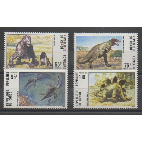 Congo (République du) - 1975 - No 401/404 - Animaux préhistoriques