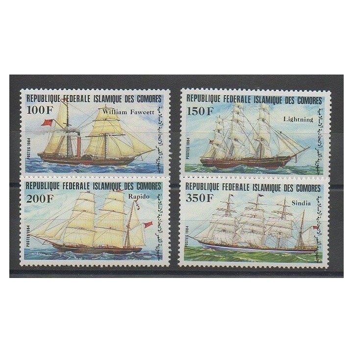Timbres - Comores - 1984 - No 412/415 - Bateaux