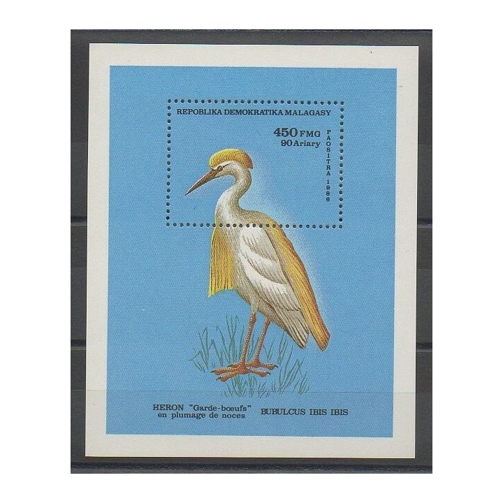 Timbres - Madagascar - 1986 - No BF36 - Oiseaux