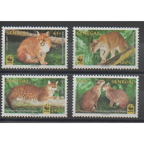 Senegal - 1997 - Nb 1275/1278 - Cats - Endangered species - WWF
