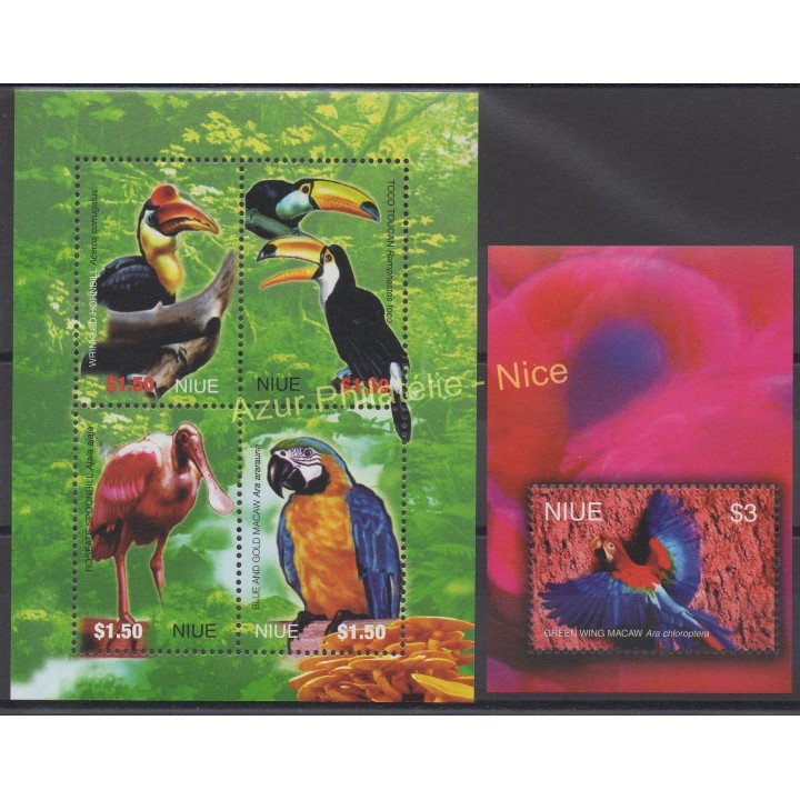 Stamps - Theme birds - Niue - 2004 - Nb 786/789 - BF 138