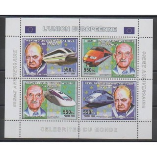 Timbres - Congo (République démocratique du) - 2006 - No 1679/1682 - Europe - Célébrités - Trains