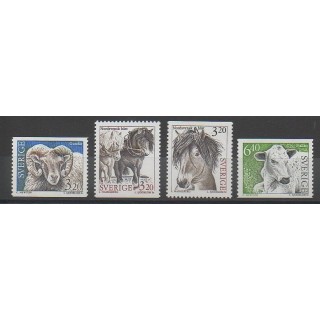 Timbres - Suède - 1994 - No 1786/1789 - Mammifères - Chevaux