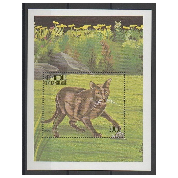 Stamps - Central African Republic - 1999 - Nb BF169 - Cats