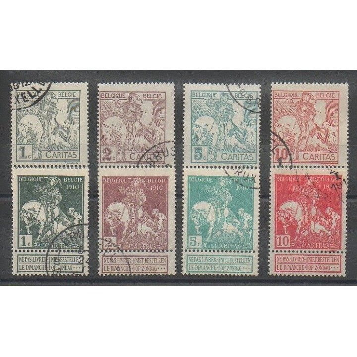 Timbres - Belgique - 1910 - No 84/91 - Oblitéré