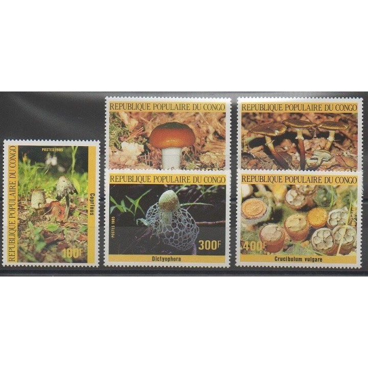 Stamps - Congo (Republic of) - 1985 - Nb 764/768 - Mushrooms