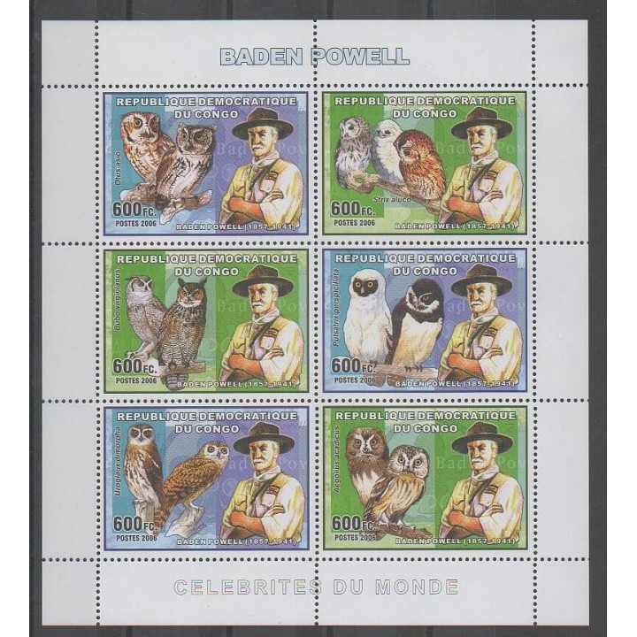 Timbres - Congo (République démocratique du) - 2006 - No 1703/1708 - Scouts - Oiseaux