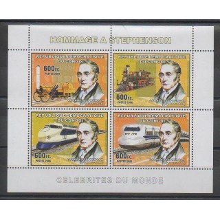 Timbres - Congo (République démocratique du) - 2006 - No 1717/1720 - Trains - Célébrités