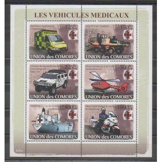 Timbres - Comores - 2008 - No 1219/1224 - Voitures - Santé ou Croix-Rouge