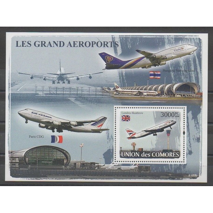 Timbres - Comores - 2008 - No BF122 - Avions