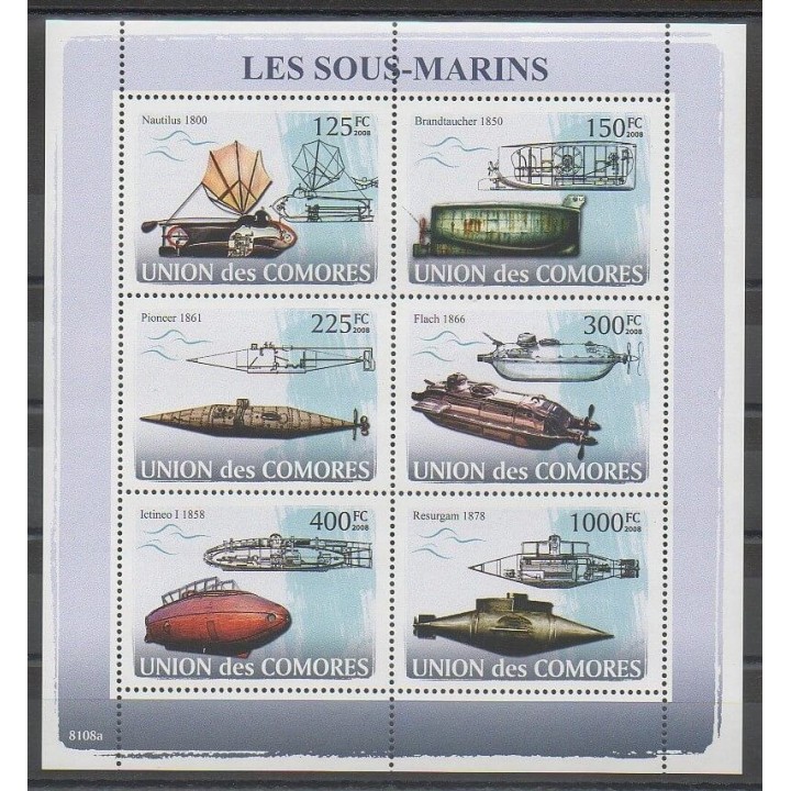 Stamps - Comoros - 2008 - Nb 1237/1242 - Boats
