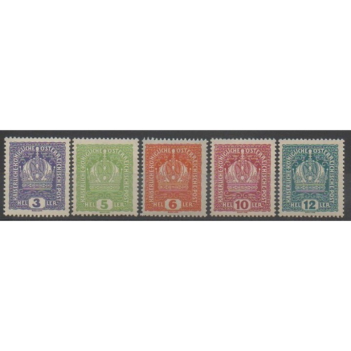 Stamps - Austria - 1916 - Nb 143/147