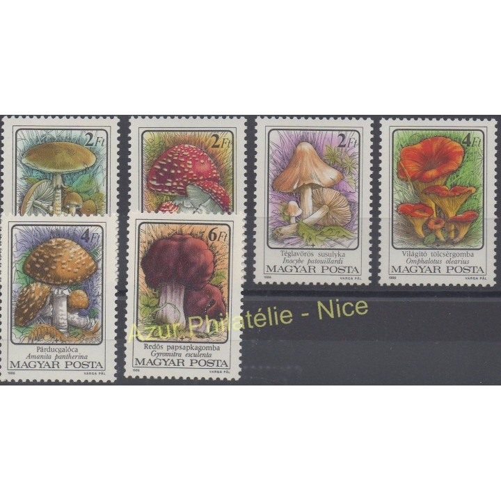 Stamps - Theme mushrooms - Hungary - 1986 - Nb 3081/3086
