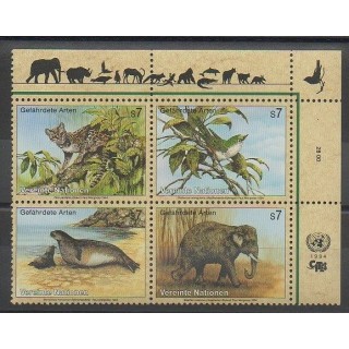 Timbres - Nations Unies (ONU - Vienne) - 1994 - No 182/185 - Espèces menacées - WWF
