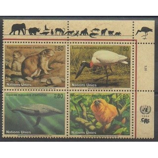 Timbres - Nations Unies (ONU - Genève) - 1994 - No 265/268 - Espèces menacées - WWF