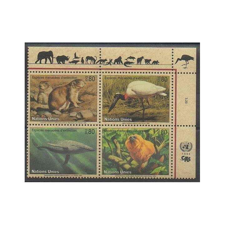 Timbres - Nations Unies (ONU - Genève) - 1994 - No 265/268 - Espèces menacées - WWF