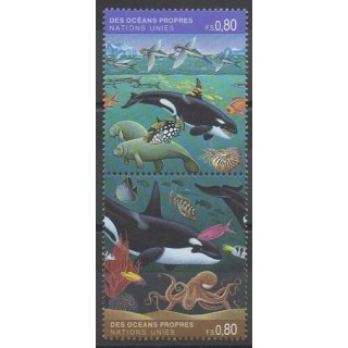 Timbres - Nations Unies (ONU - Genève) - 1992 - No 225/226 - Environnement - Mammifères