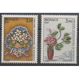 Timbres - Monaco - 1986 - No 1551/1552 - Roses - Fleurs