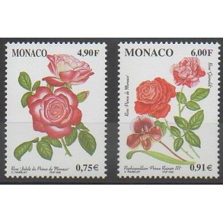 Timbres - Monaco - 1999 - No 2194/2195 - Roses - Orchidées