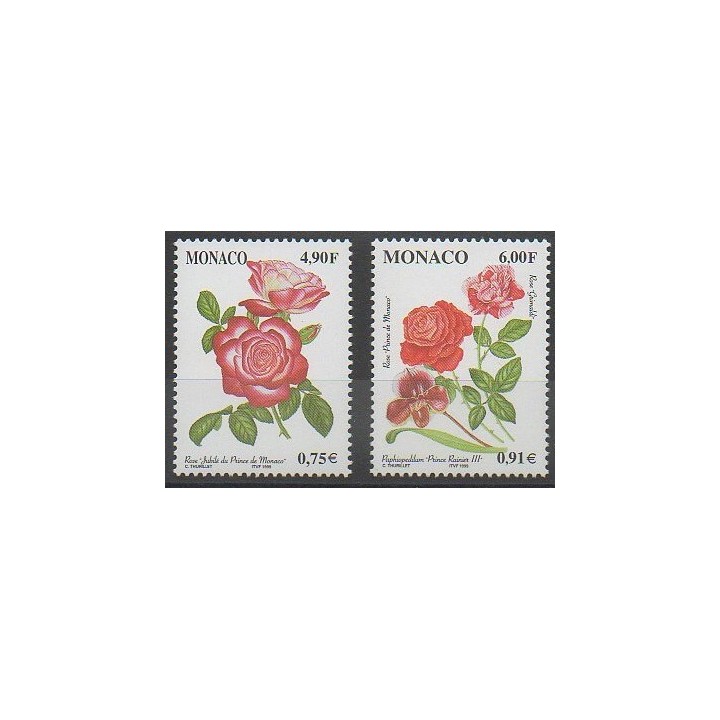 Stamps - Monaco - 1999 - Nb 2194/2195 - Roses - Orchids