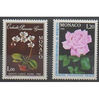 Timbres - Monaco - 1979 - No 1199/1200 - Roses - Orchidées