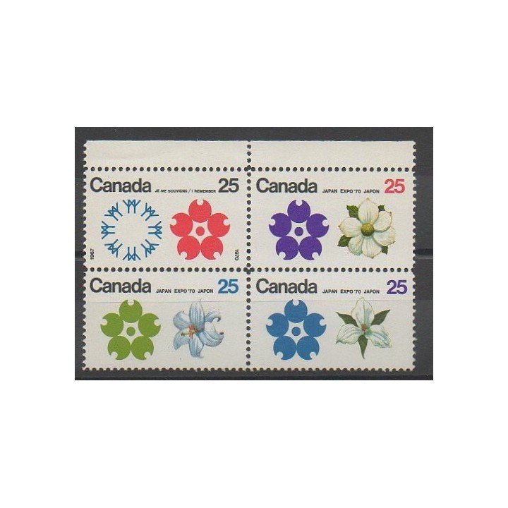 Timbres - Canada - 1970 - No 429/432 - Fleurs  - Exposition