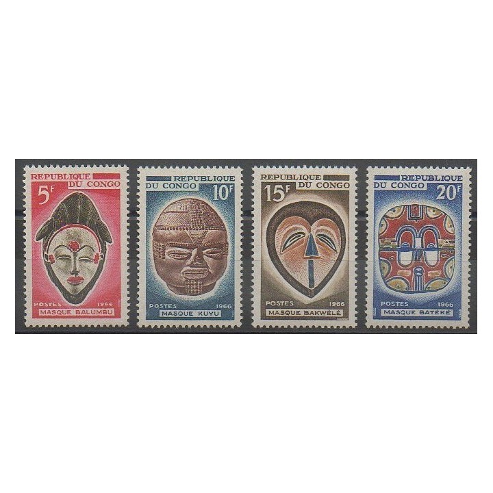 Timbres - Congo (République du) - 1966 - No 199/202 - Masques ou carnaval