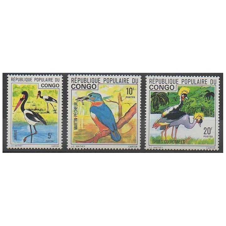 Timbres - Congo (République du) - 1976 - No 437/439 - Oiseaux