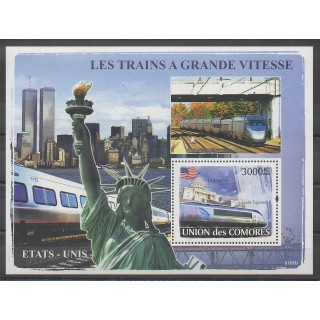 Stamps - Comoros - 2008 - Nb BF115 - Trains