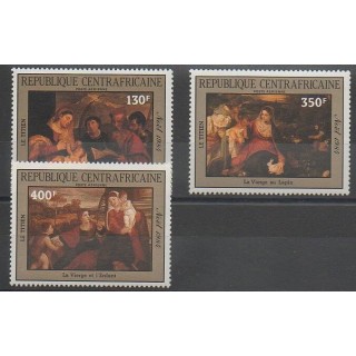 Stamps - Central African Republic - 1985 - Nb PA313/PA315 - Christmas - Paintings
