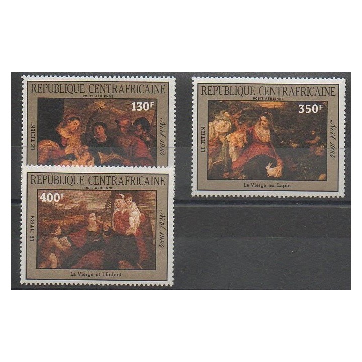 Stamps - Central African Republic - 1985 - Nb PA313/PA315 - Christmas - Paintings