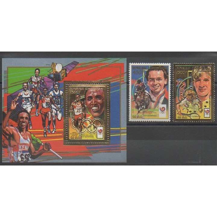 Timbres - Centrafricaine (République) - 1989 - No PA381B/PA382 avec BF - Jeux Olympiques d'été
