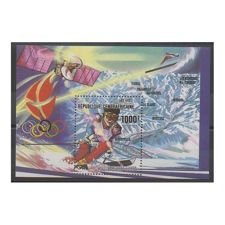 Timbres - Centrafricaine (République) - 1990 - No BF102 - Jeux olympiques d'hiver