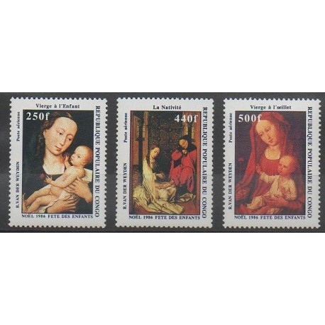 Congo (République du) - 1986 - No PA358/PA360 - Noël - Peinture