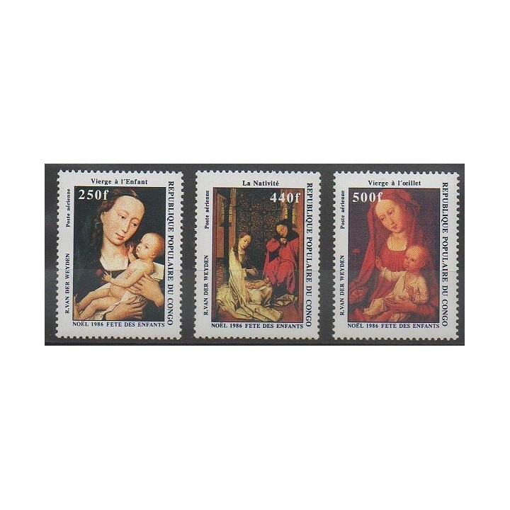 Timbres - Congo (République du) - 1986 - No PA358/PA360 - Noël - Peinture