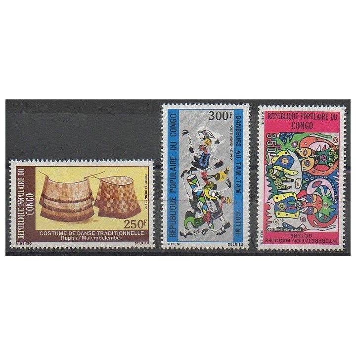 Stamps - Congo (Republic of) - 1980 - Nb PA285/PA287 - Costumes Uniforms