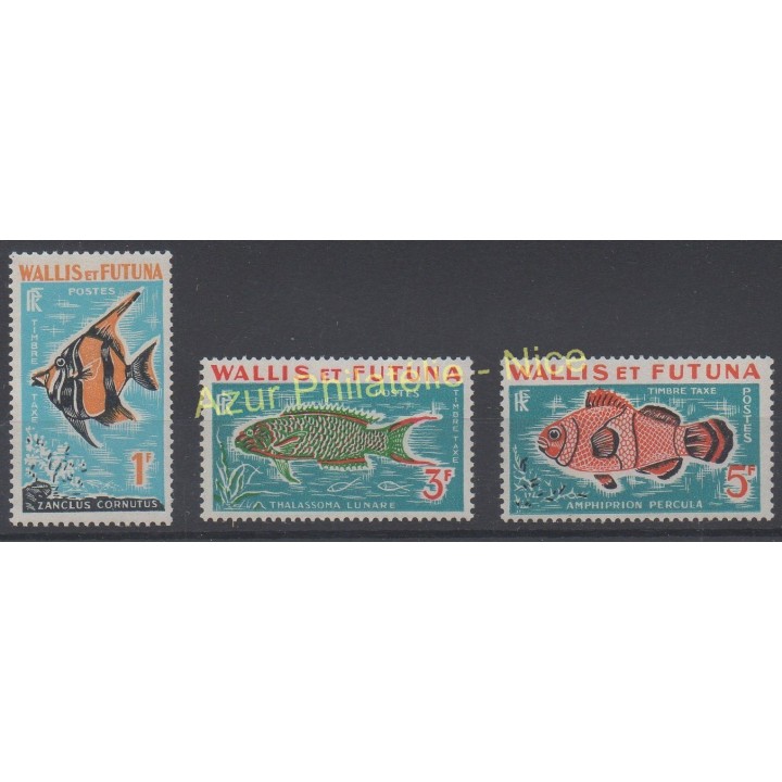 Timbres - Thème poissons - Wallis et Futuna - 1963 - No T37/T39