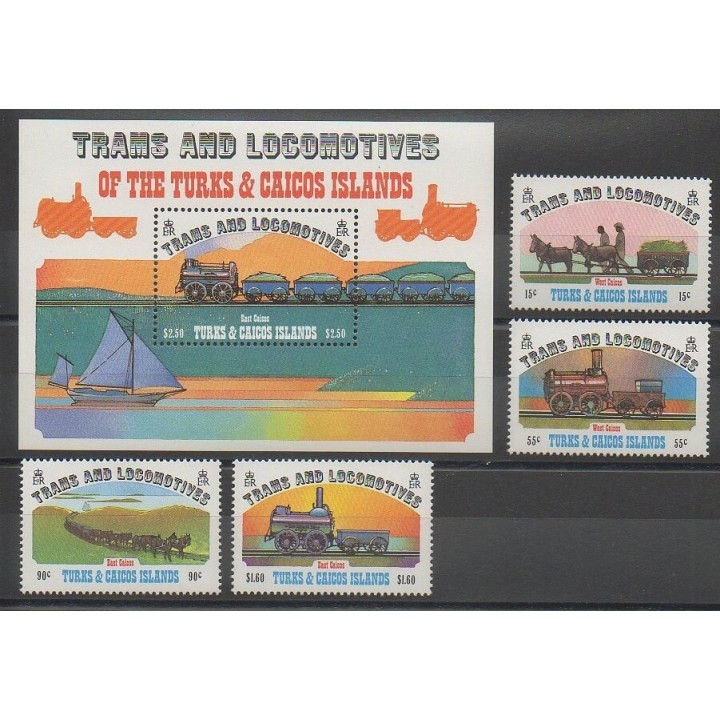 Timbres - Turks et Caiques (Iles) - 1983 - No 610/613 - BF43 - Chemins de fer